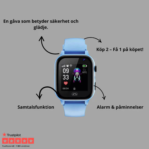 Minivakt Barnsmartklocka 4G med GPS & SOS-funktion