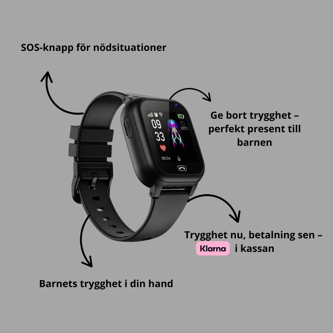 Minivakt Barnsmartklocka 4G med GPS & SOS-funktion