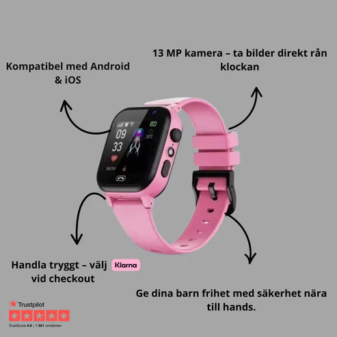 Minivakt Barnsmartklocka 4G med GPS & SOS-funktion