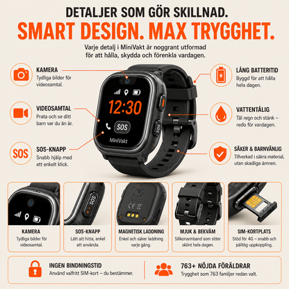 MiniVakt 4G Barnklocka – GPS, SOS, Videosamtal & SIM