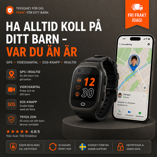 MiniVakt 4G Barnklocka – GPS, SOS, Videosamtal & SIM