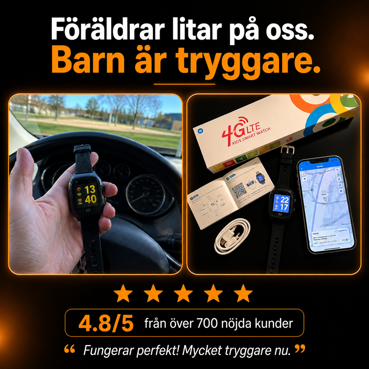 MiniVakt 4G Barnklocka – GPS, SOS, Videosamtal & SIM
