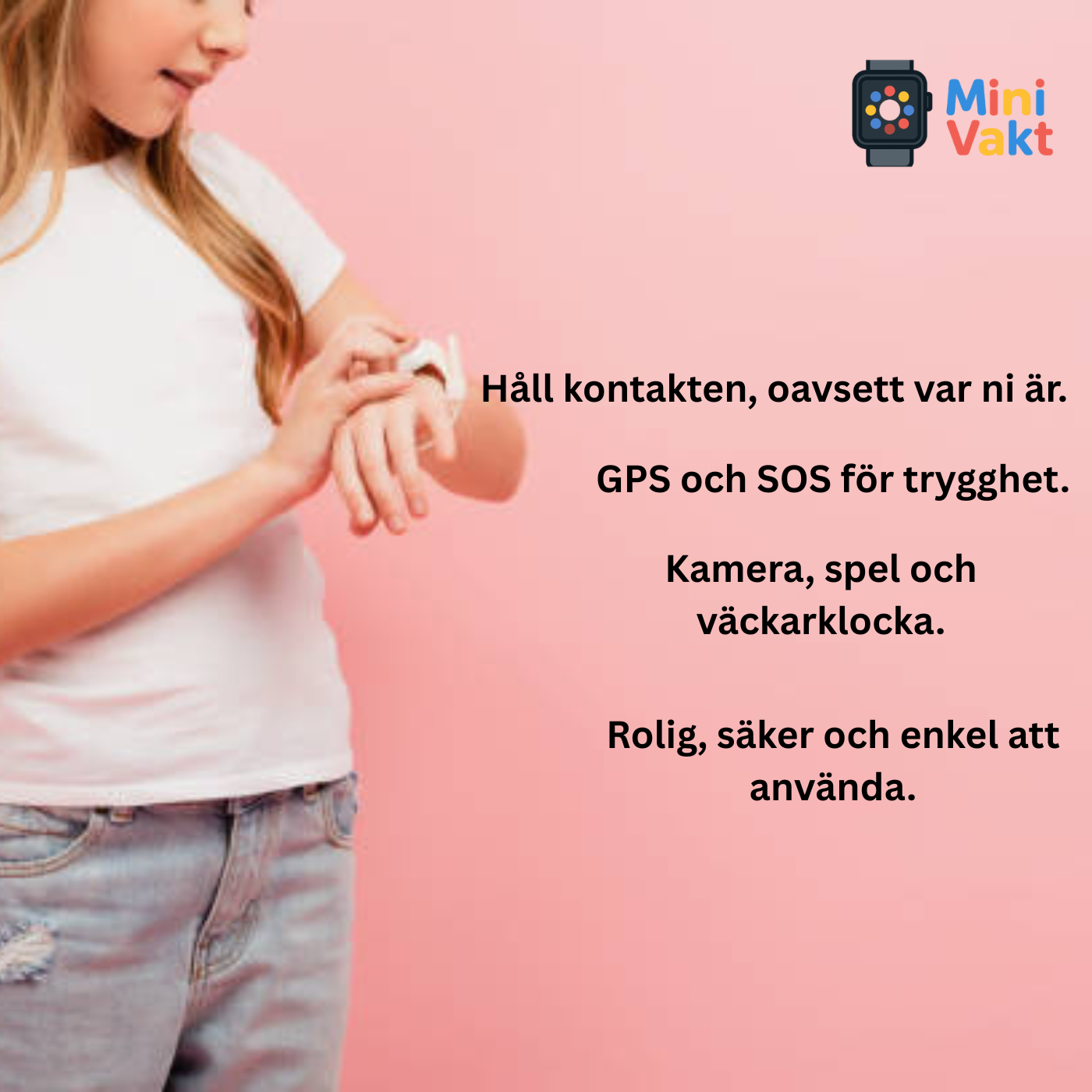 MiniVakt 4G Barnsmartklocka – GPS, SOS & Tvåvägssamtal